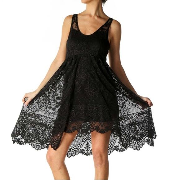 Free People Dresses & Skirts - Free People Black Kristal Lace Tank Dress S